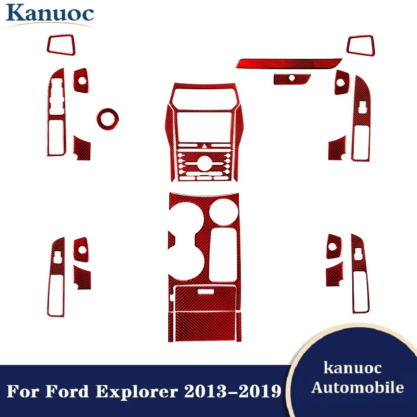 

Carbon Fiber Red Stickers Car Interior Decorative Accessories For Ford Explorer 2013 2014 2015 2016 2017 2018 2019