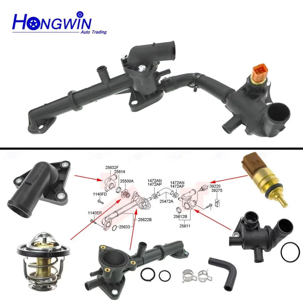 

Корпус термостата охлаждающей жидкости, водяной выход для Hyundai Atoz, opel, Kia Picanto, SA 25632-02501 25611-02502 25650-02501 25622-02501