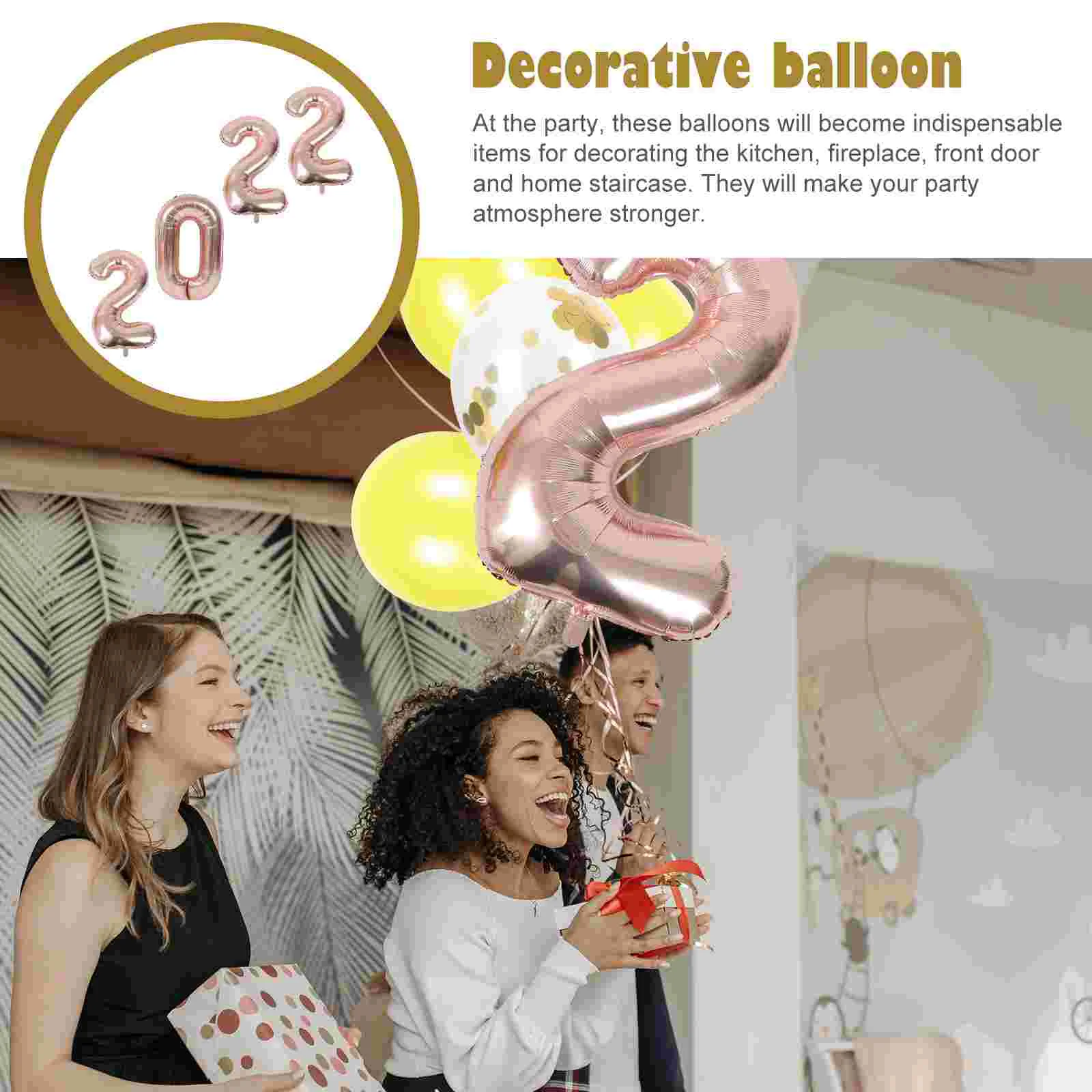 

1 Set 2022 Aluminum Film Balloons New Year Balloons Decors Party Balloon Kits