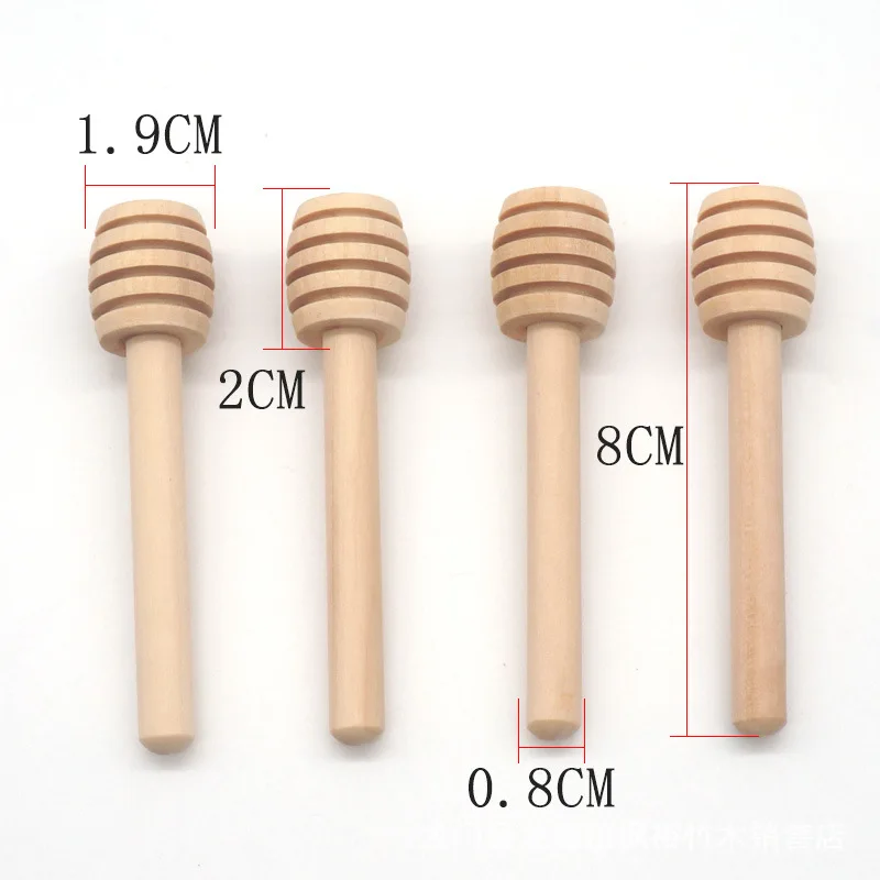 5Pcs/Lot 8cm Long Handle Wood Honey Stir Bar Practical Honey Mixing For Coffee Milk Tea Kitchen Tool Stick Jar Spoon Supplies images - 6