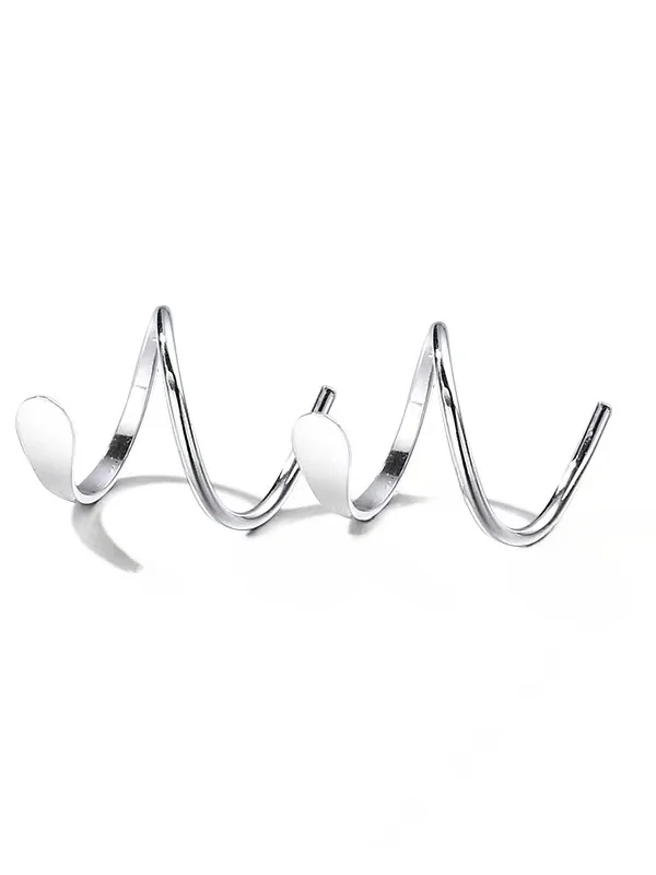 S999 Silver High-Grade Simple Wave Stud Earrings Women Sterling Square round Face Anti-Allergy Ear Care