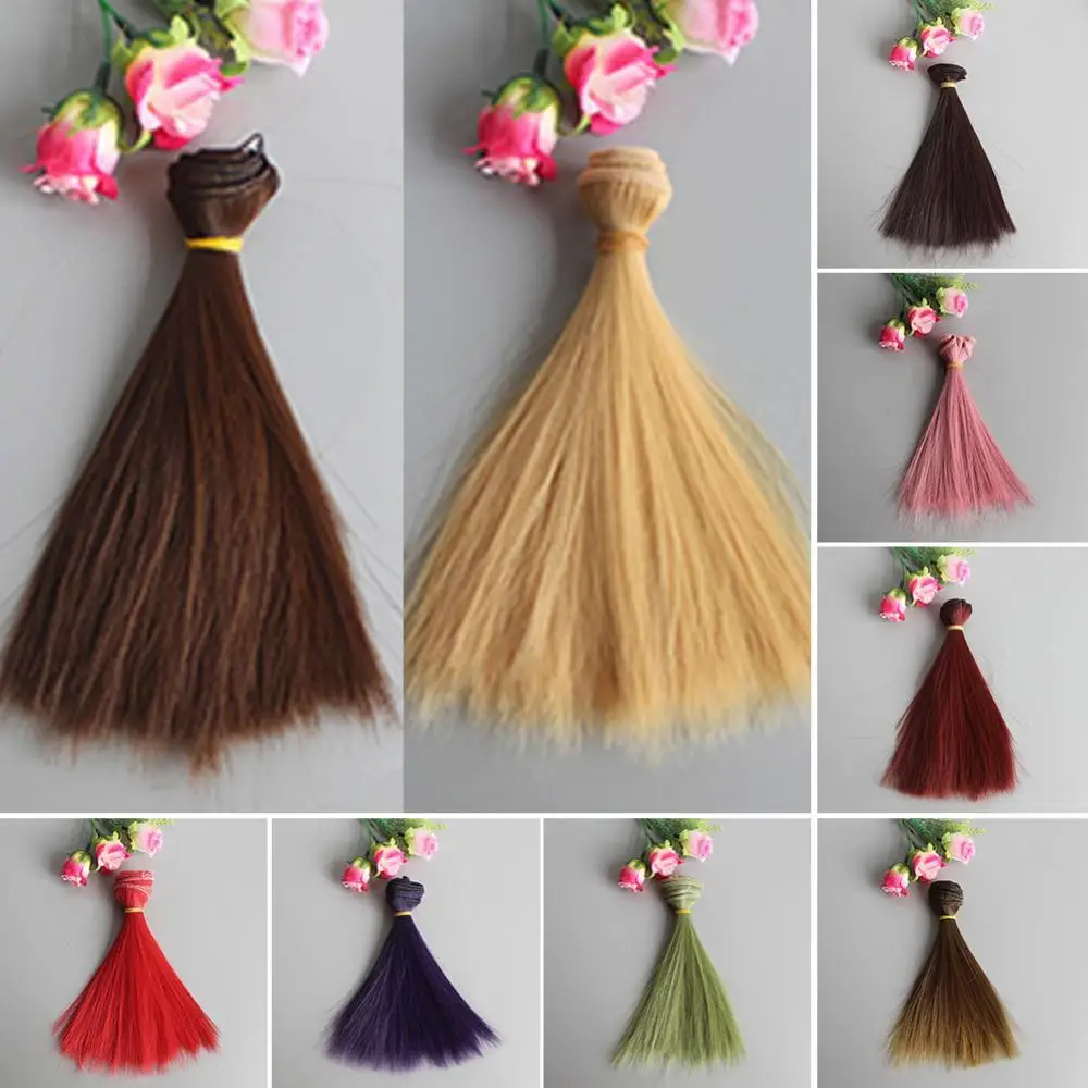 

15cm Long Straight Synthetic Fiber Wig Hair Extension for BJD SD Doll Accessory