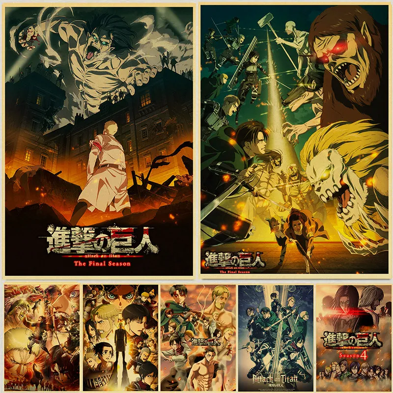 

Japanese Classic Anime Attack on Titan Season 4 Poster Kraft Paper Prints and Posters Home Room Decor Art Wall Posters