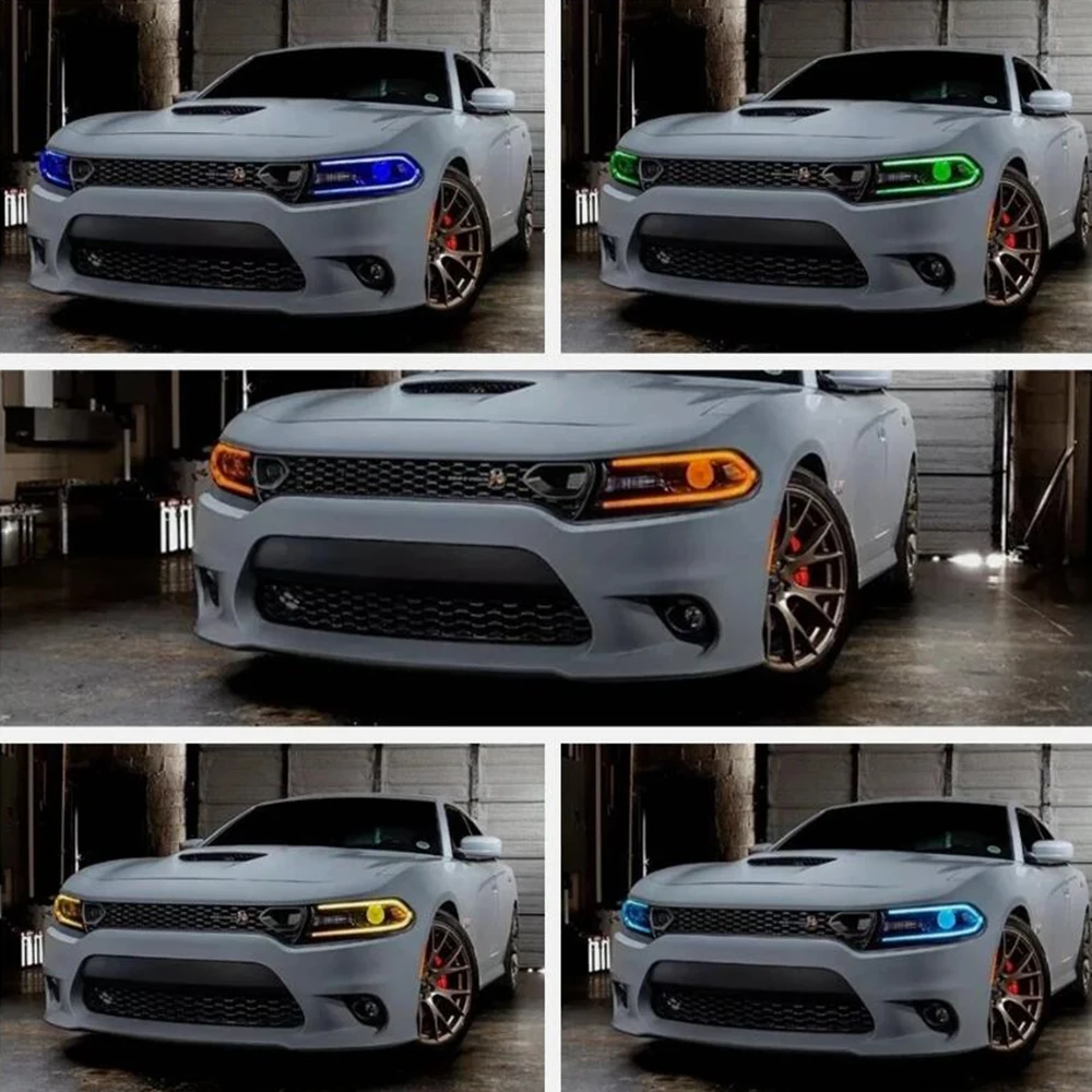 Фото Светодиодные платы RGBW DRL для фар Dodge Charger 2015-2020 с управлением через приложение и Bluetooth №3