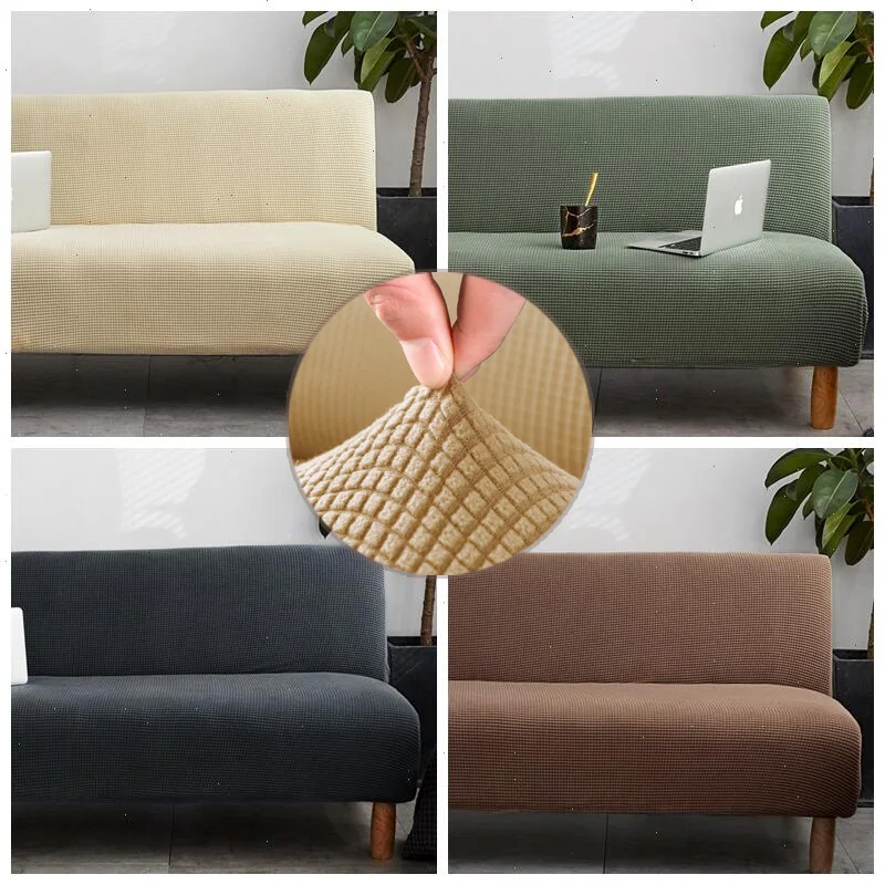 

Plush Sofa Bed Cover Solid All-inclusive Slipcover for Sofa Bed without Armrest Couch Covers for folding Sofa Bed Sofa Cover