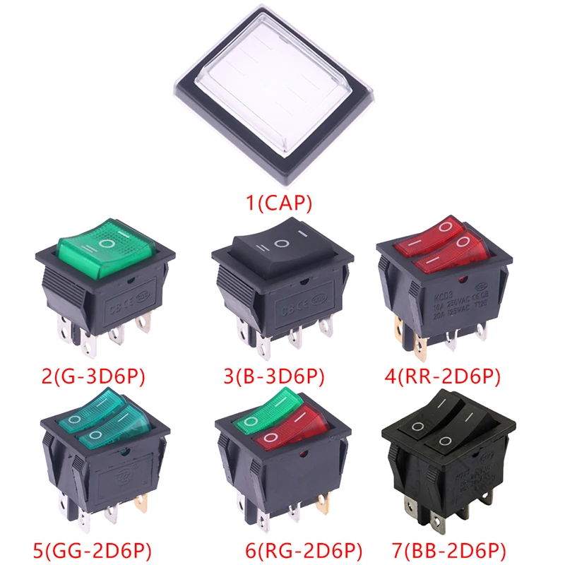 

KCD4 KCD6 4/6-контактный двойной выключатель света клавишный переключатель ВКЛ-ВЫКЛ Лодка Водонепроницаемый выключатель питания
