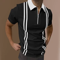 men short sleeve polo shirts fashion patchwork casual turn down collar zipper design tops 2022 summer harajuku mens streetwear
