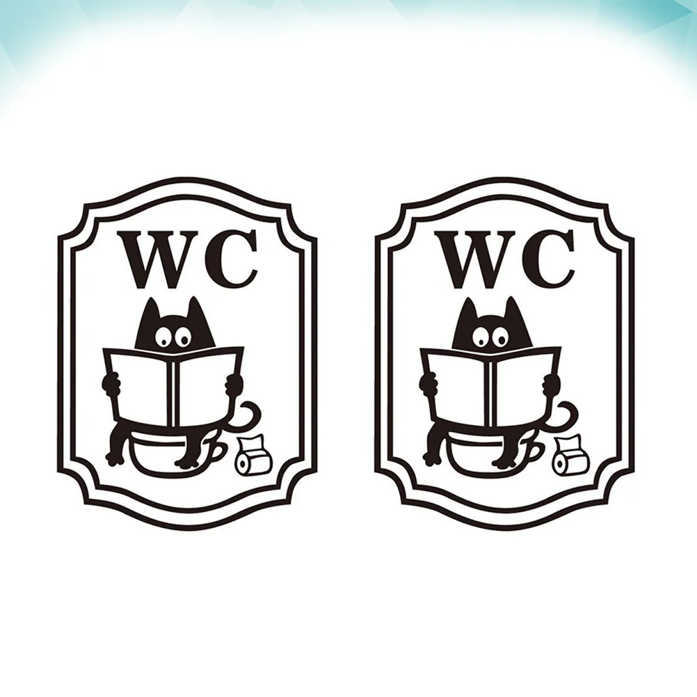 

2PCS WC Wall Stickers Removable Toilet Sticker Washroom Decal for Restaurant
