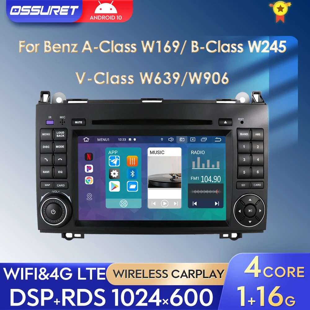

Android 10 IPS Quad Core 1G 16G Multimedia for Mercedes Benz W169 W245 Viano Vito W639 Sprinter W906 DVD RDS SWC DVR OBD2 4GWIFI