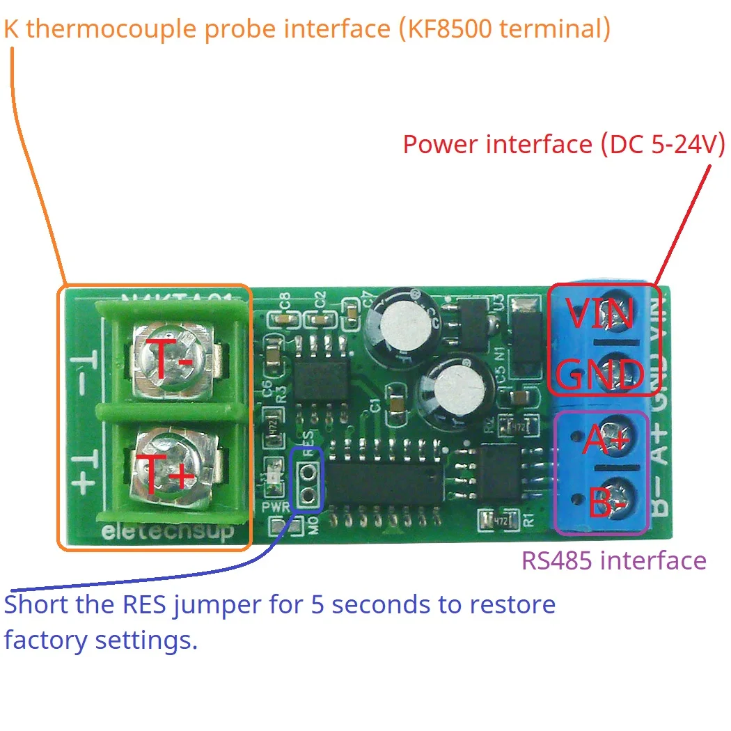 -200-1350C Modbus Rtu K-Type to RS485 Модуль преобразователя термопары в цифровой