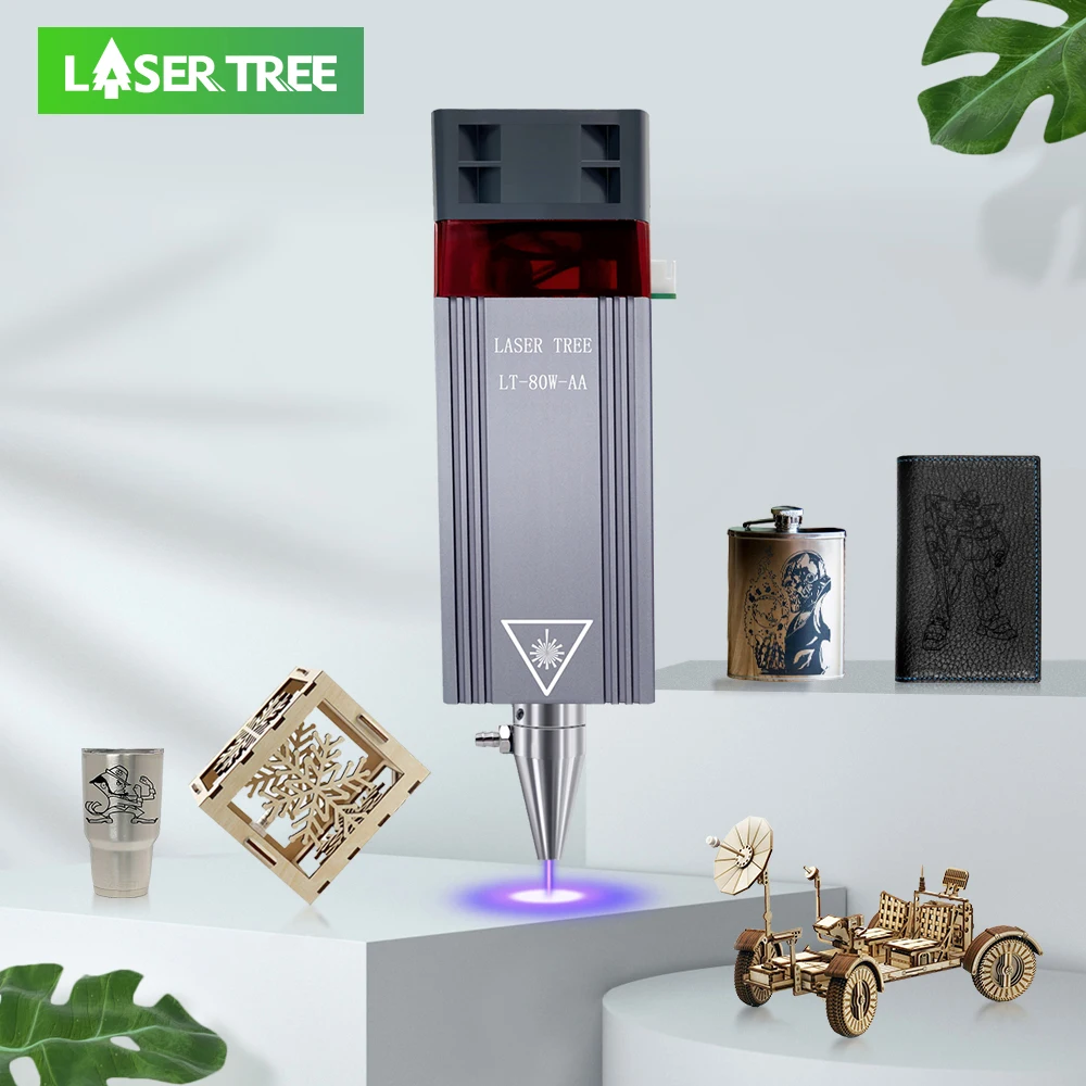 

LASER TREE 80W Laser Module with Air Assist 20W 40W TTL Blue Laser Head for DIY CNC Laser Engraving Cutting Machine Wood Tools