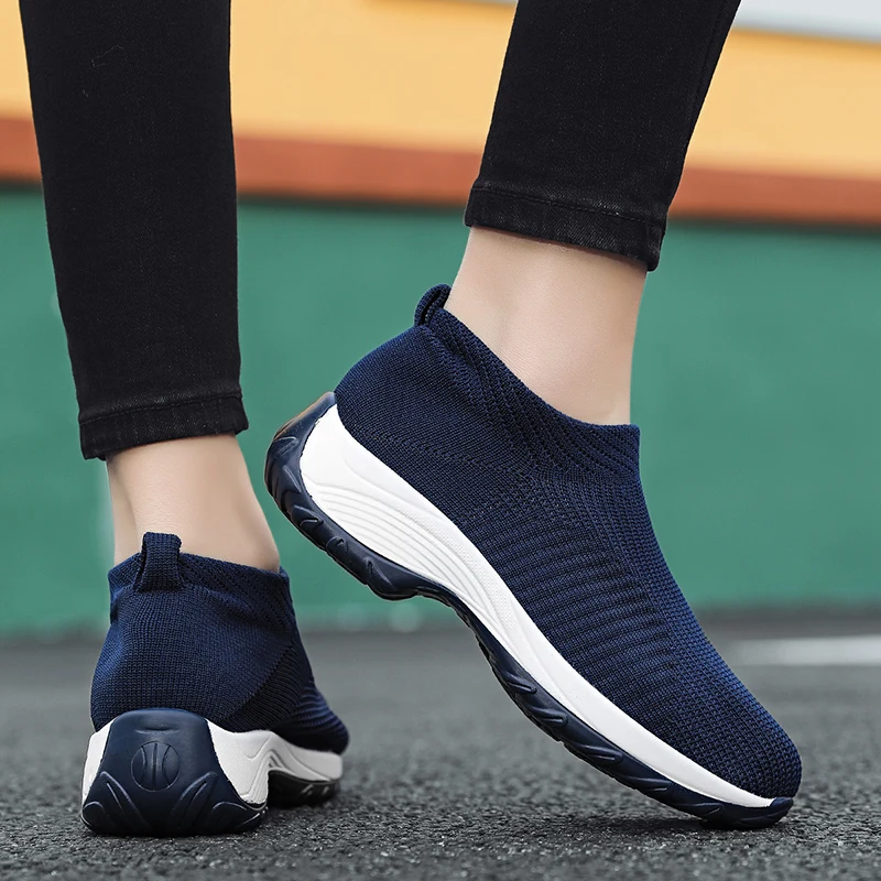 Women Sneakers Fashion Comfortable Flexible Breathable Mesh Walking Shoes Female Slip-On Flats Loafers Zapatos Deportivos