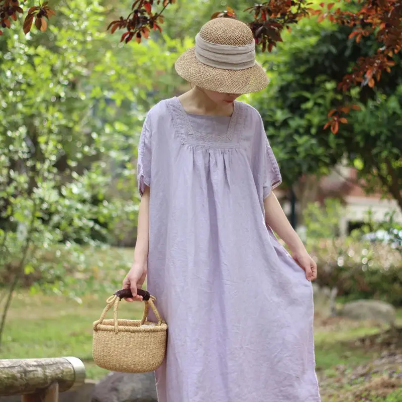 

Летние женские Ультра свободные фотообои в японском стиле девушки Мори кружевные лоскутные удобные льняные платья-пуловеры с водой