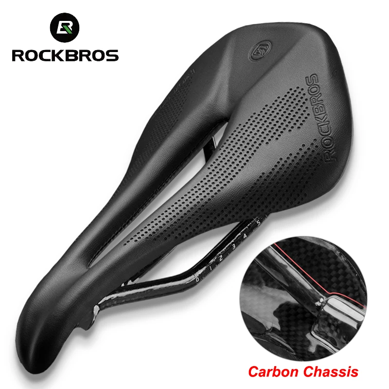 

ROCKBROS Carbon Fiber Hollow Saddle Microfiber Leather Mountain Road Bike Seat Non-slip Racing Cushion Light Bicycle Accessories