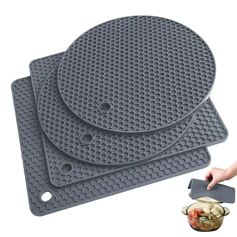 

Multifunctional Round Heat Resistant Silicone Mat Cup Coasters Non-slip Pot Holder Table Placemat Kitchen Accessories Tool