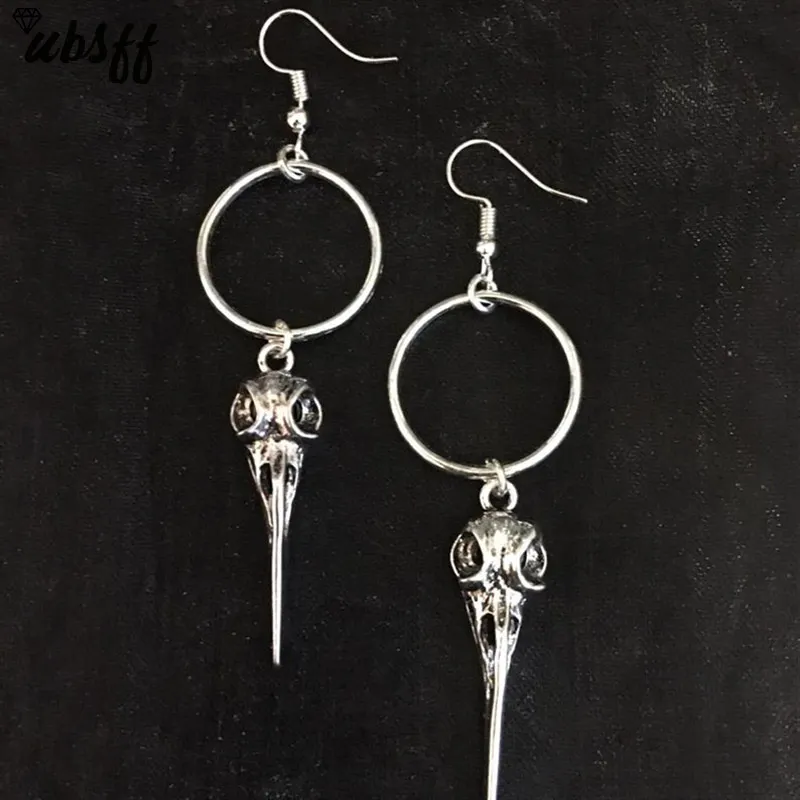 Серьги в виде ворона черепа обруч или Ушная проволока модные готические