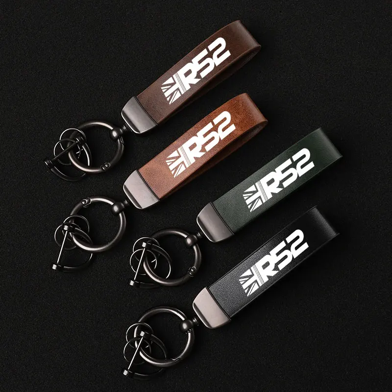 

Fashion Leather Keychain Business Gift Key Strap Men Women Car Logo Custom Keyring For Mini R52 Accessories
