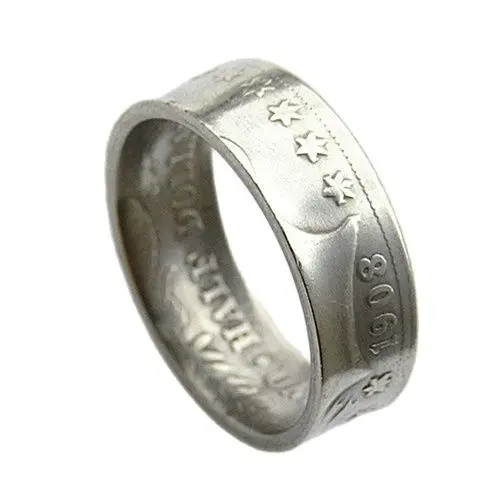 90% Серебро, США 1908, парикмахерское кольцо с монетами на половину доллара, блестящее, ручной работы, размер США 7-14, индивидуальная Дата