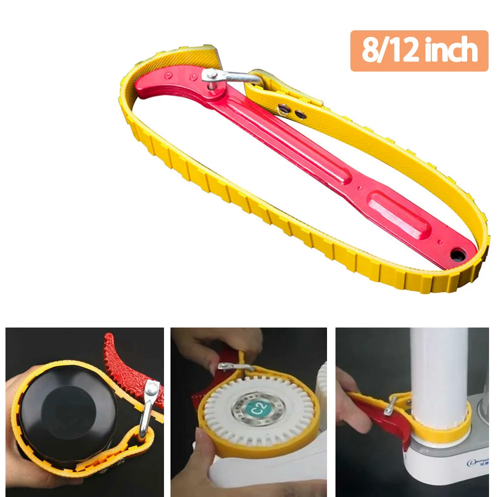 

Oil Grating Wrench Belt Wrench Oil Filter Puller Belt Wrench Chain Can Cover Barrel Adjustable Belt Opener Pipe Tool Remover