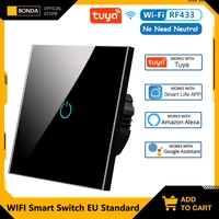 bonda smart switch alexa rf433 no neutral tuya control works with google 123 gang smart life home light wifi touch switches