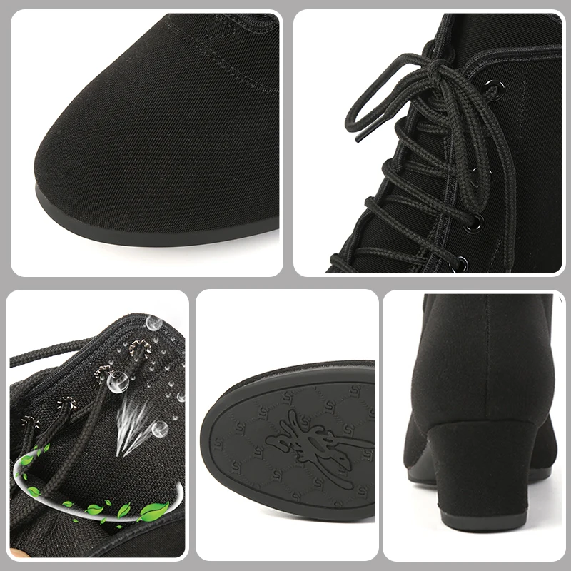 Women Latin Dance Shoes Ballroom Soft Sole Non-Slip Cloth Women Tango Jazz Salsa Dance Shoes Middle Heel Ladies Dance Sneakers
