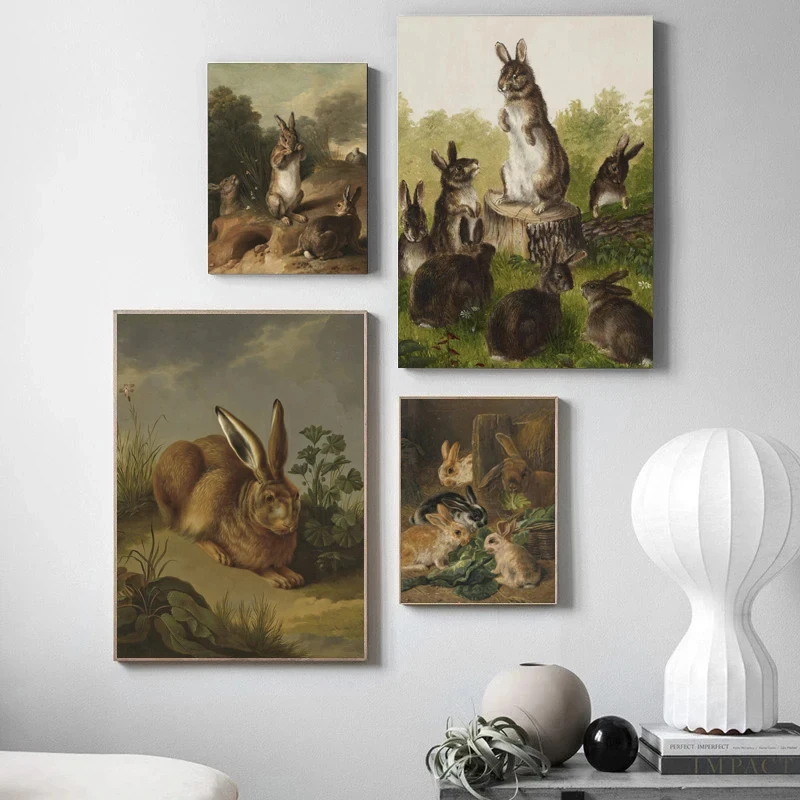 Винтажные постеры и принты кролика в стиле ретро