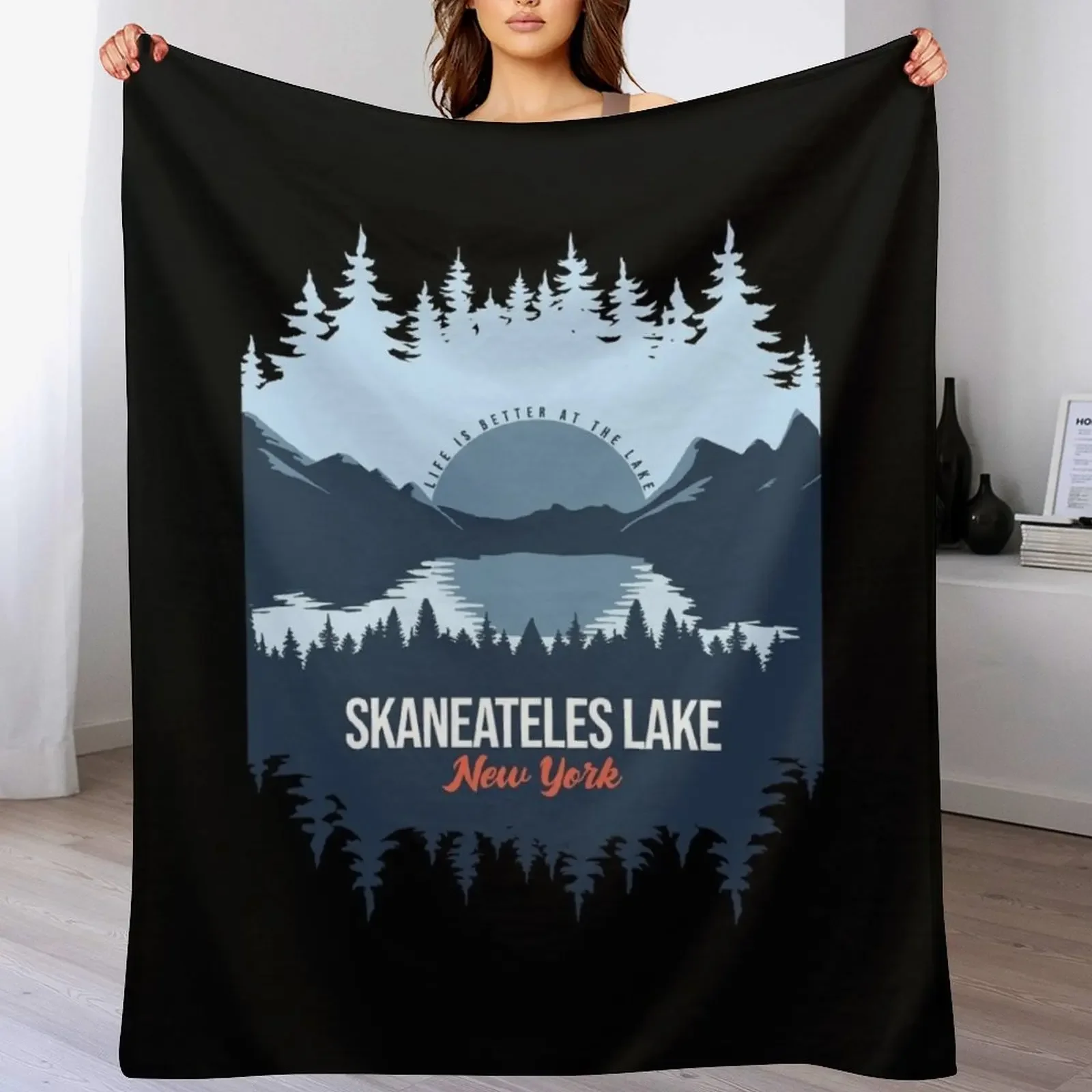 Skaneateles Lake New York с горным и сосновым деревом пледы покрывала волосатые мягкие