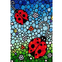 5d diamond painting red ladybugs and flowers full drill by number kits for adults diy diamond set arts craft decorations a0512