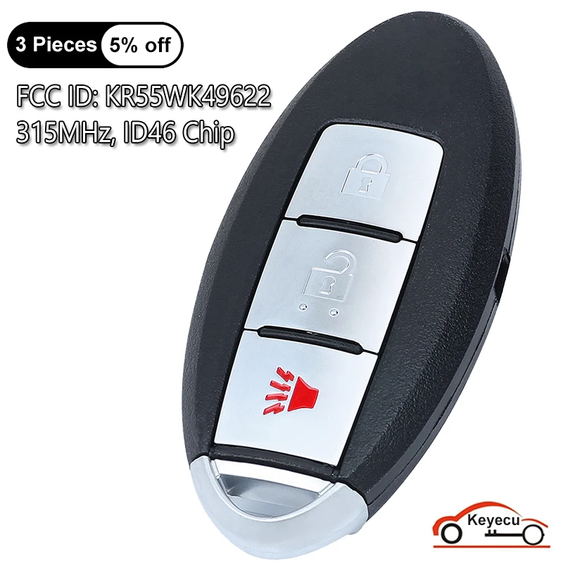 KEYECU 3 кнопки 315 МГц ID46 чип для Nissan Murano 370z для Infiniti EX35 EX37 FX35 QX50 Auto дистанционный смарт ключ-брелок KR55WK49622