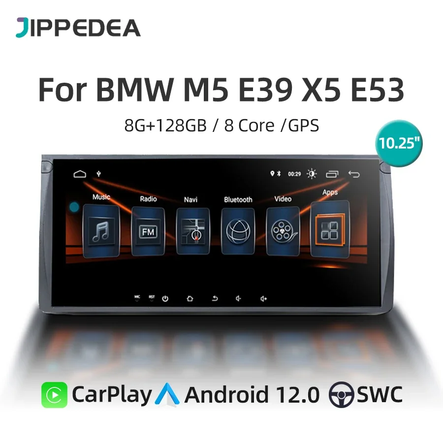 

Car Multimedia 10.25 Inch Carplay Android 12.0 4G LTE WIFI GPS Navigation Player Car Radio For BMW M5 E39 X5 E53 1995-2007