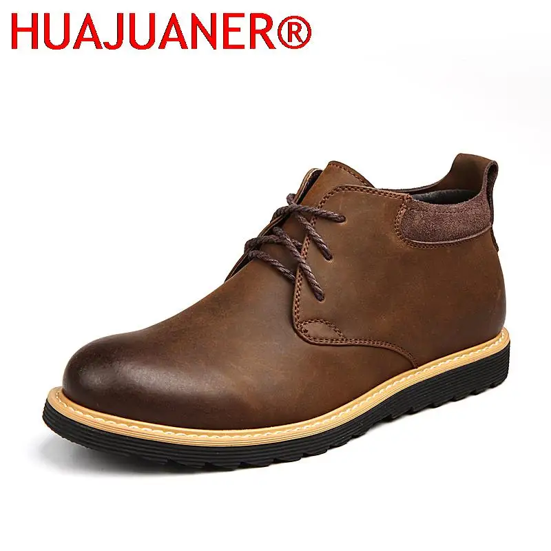 

New Mens Shoes Casual Leather Boots Vintage Lace-up Solid Walking Boots Classic Jeans Boots Designers Luxury Shoes Botas Brahma