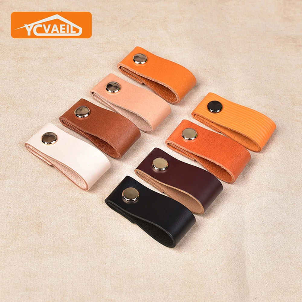 

Drawer Pulls Single Hole Creative Nordic Wardrobe Handles Cabinet Leather Door Handle Anti-Collision Furniture Kitchen Knobs