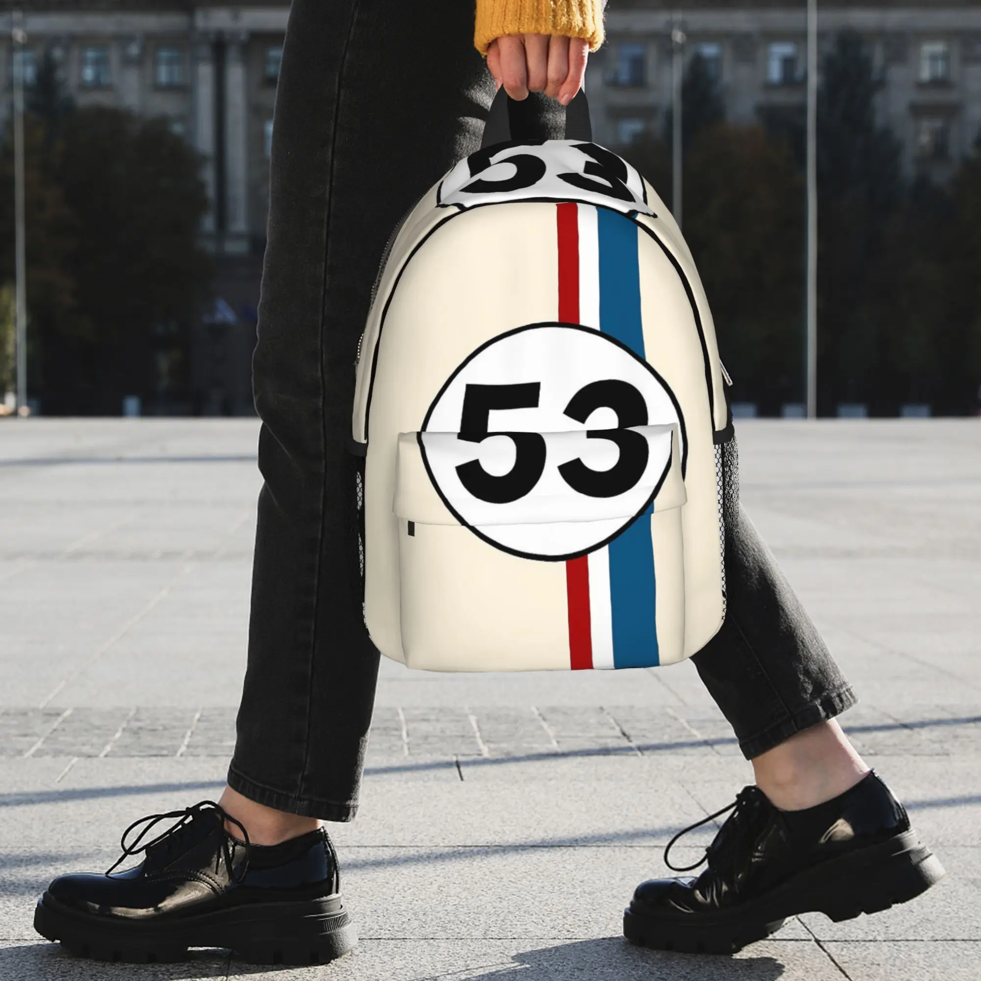 Фото Рюкзак Herbie Number 53, горячая распродажа, вместительный рюкзак для мальчиков и девочек, сумка через плечо для мужчин и женщин, школьная сумка №4