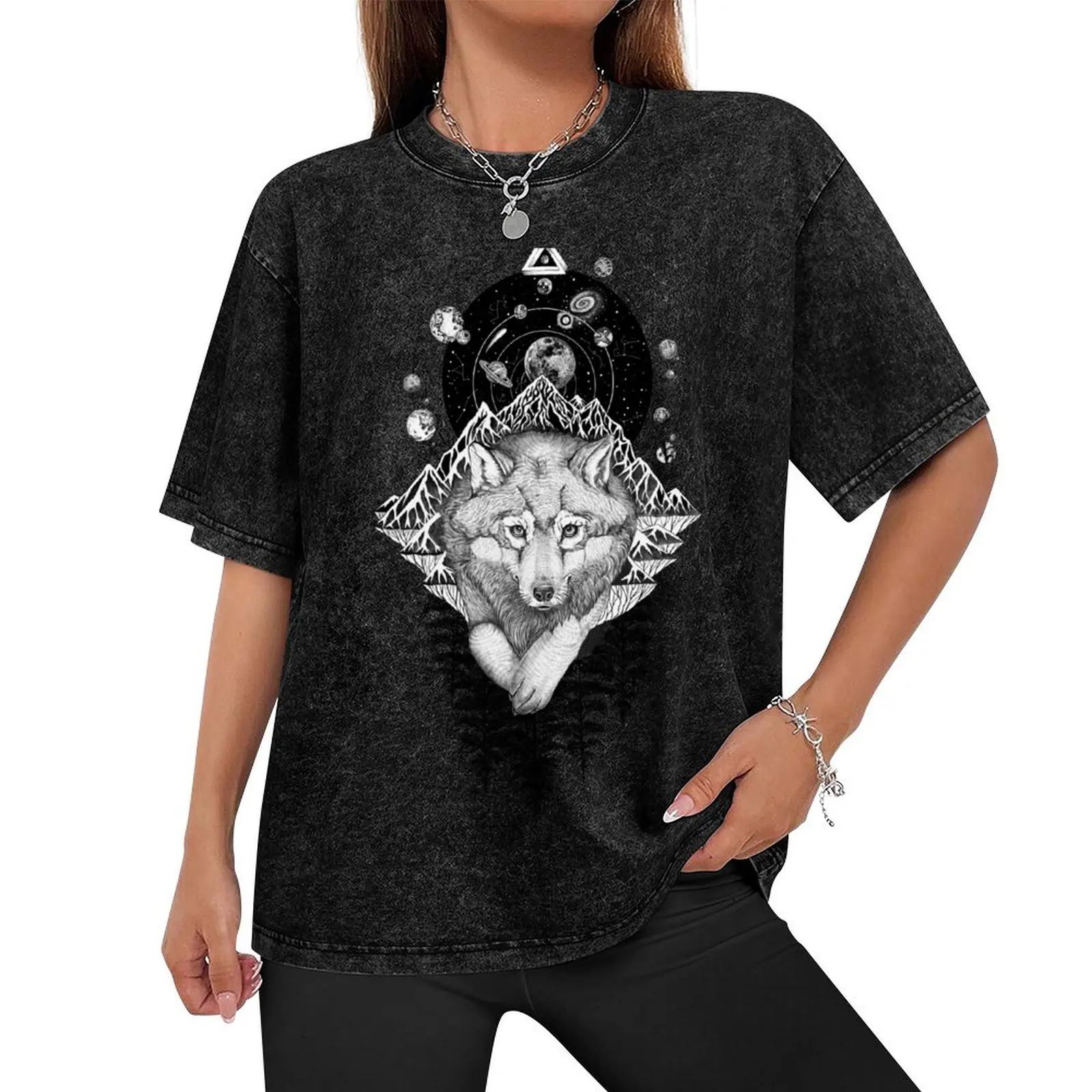 Футболка мужская с принтом Космический Волк |