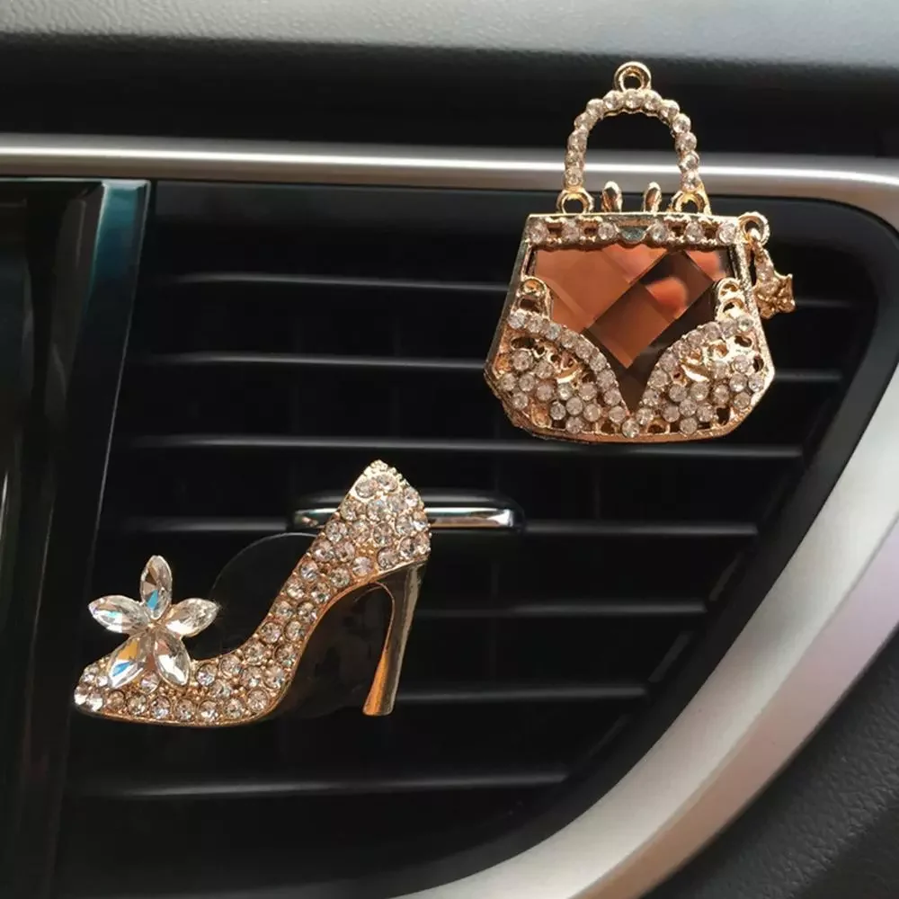 

Decor Diamond Purse Car Air Freshener Auto Outlet Perfume Clip Car Scent Diffuser Bling Crystal Car Accessories Women Girls