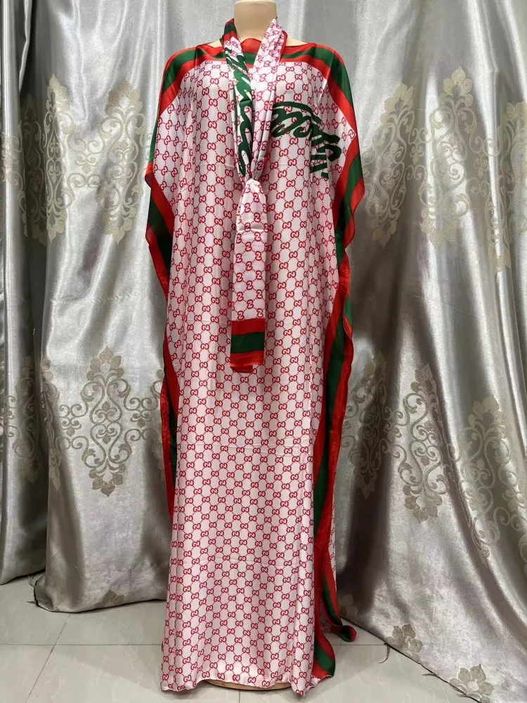 Features and specifications: Abayas + Headscarf  1 inch (in) = 2.54 centimeters (cm)  Printed Floral Silk Abayas Headscarf  Bust
