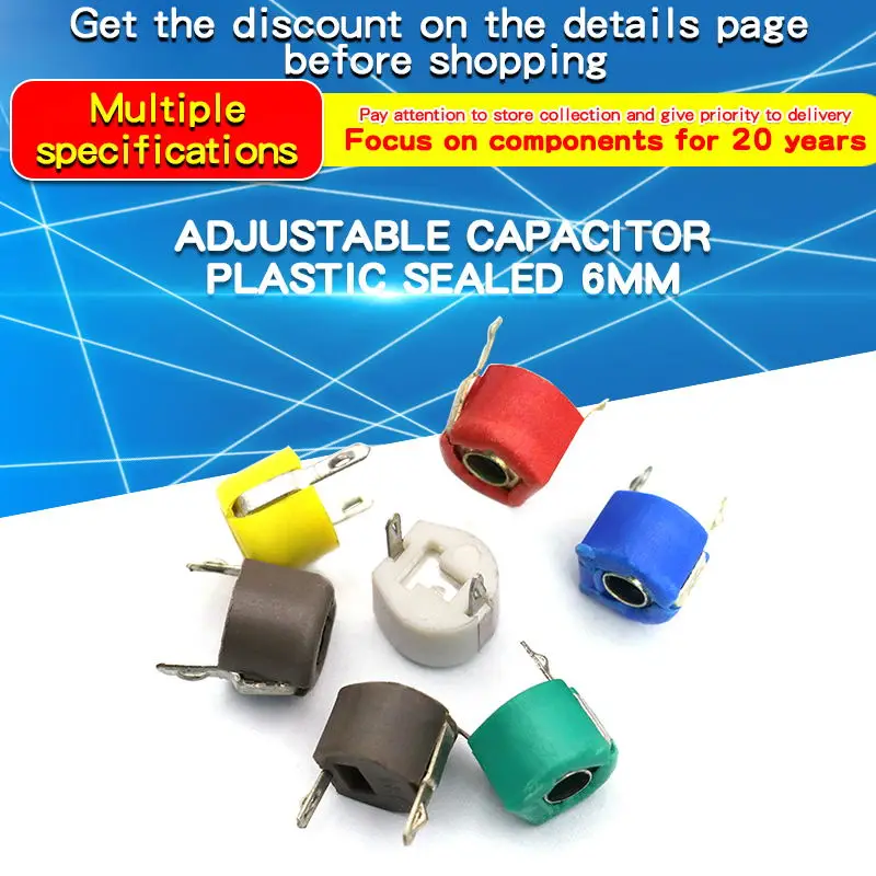 

5 шт., конденсатор для триммера, 6 мм, 5P 10P 20P 30P 40P 60P 120P