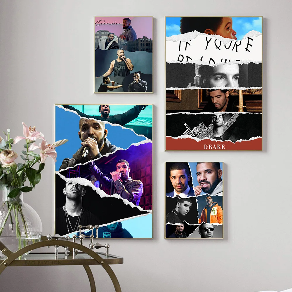 

Drake Rapper Wall Art Print Picture Star Photo Poster Singer Rap Music Modern Canvas Painting Bar Pub Club Home Decor Fans Gift