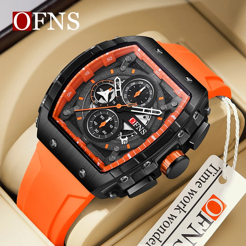 Часы наручные OFNS Мужские кварцевые водонепроницаемые Роскошные с тремя звеньями