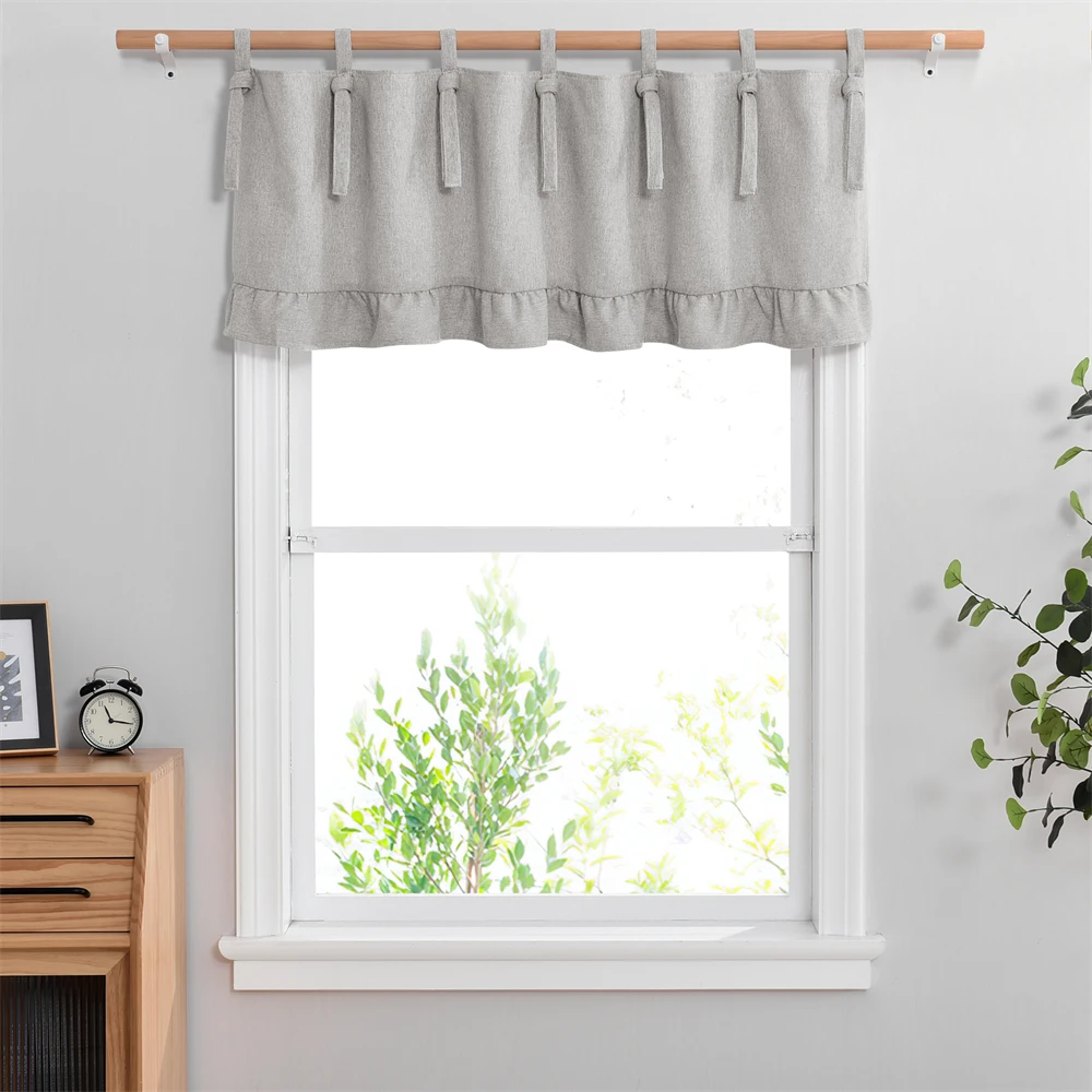 

RYB HOME Blackout Tier Valance Curtain Bow Ruffle with Rod Pocket for Kitchen Half Window ,1pc Luxury Decor Valances