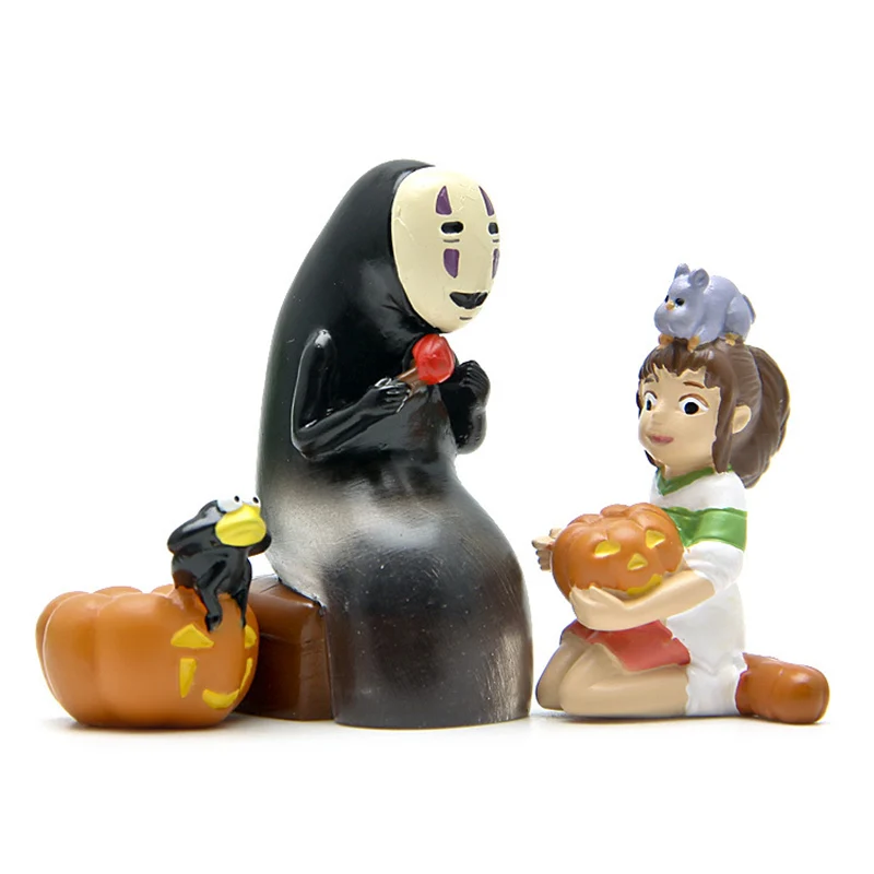 

Studio Ghibli Spirited Away No Face Man Halloween Pumpkin Chihiro Girl Fly Mini Figures Dolls Landscape Toys for Children Gifts