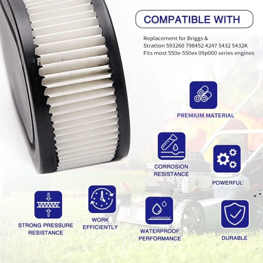 Замена воздушного фильтра для двигателей газонокосилок Briggs Stratton 593260 798452 Прочное