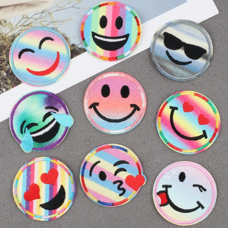 Улыбающиеся железные нашивки в форме сердца для одежды украшение вышивки сделай