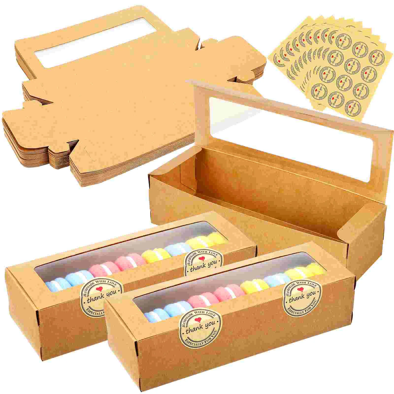 

Macaron Boxes Box Baking Supplies Macaroon Pastry Sticker Kraft Containers Large Macarons Packaging Packing Gift Truffle