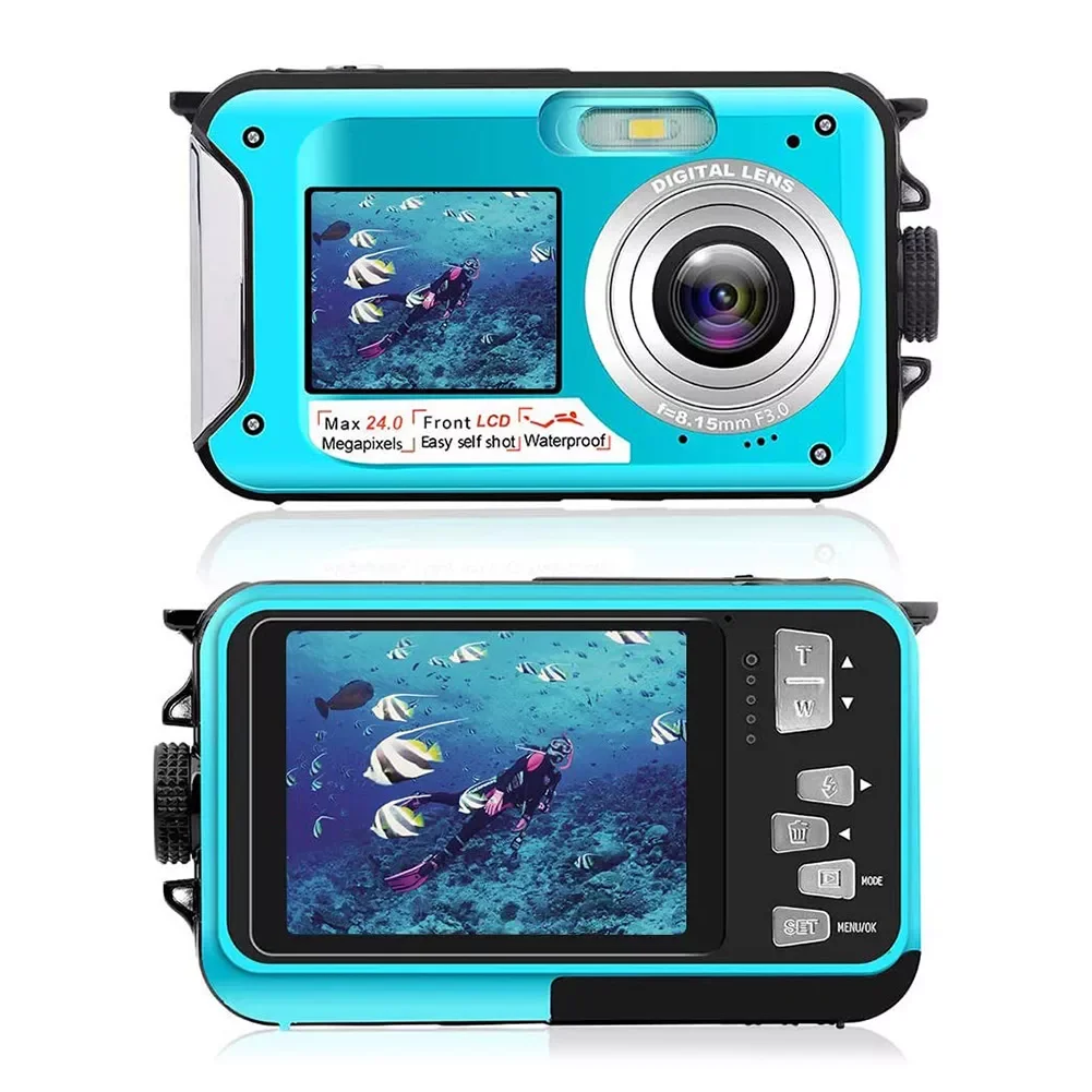 

NEW2023 Waterproof Digital Camera Dual Screen Underwater Digital Camera Selfie Video Recorder for Swimming Underwater DV Recordi