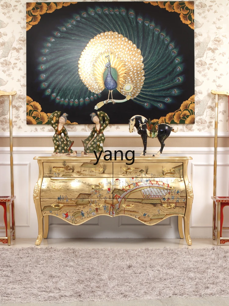 XYY окрашенная золотой фольгой Qingming Shanghe картина из цельного дерева прихожая