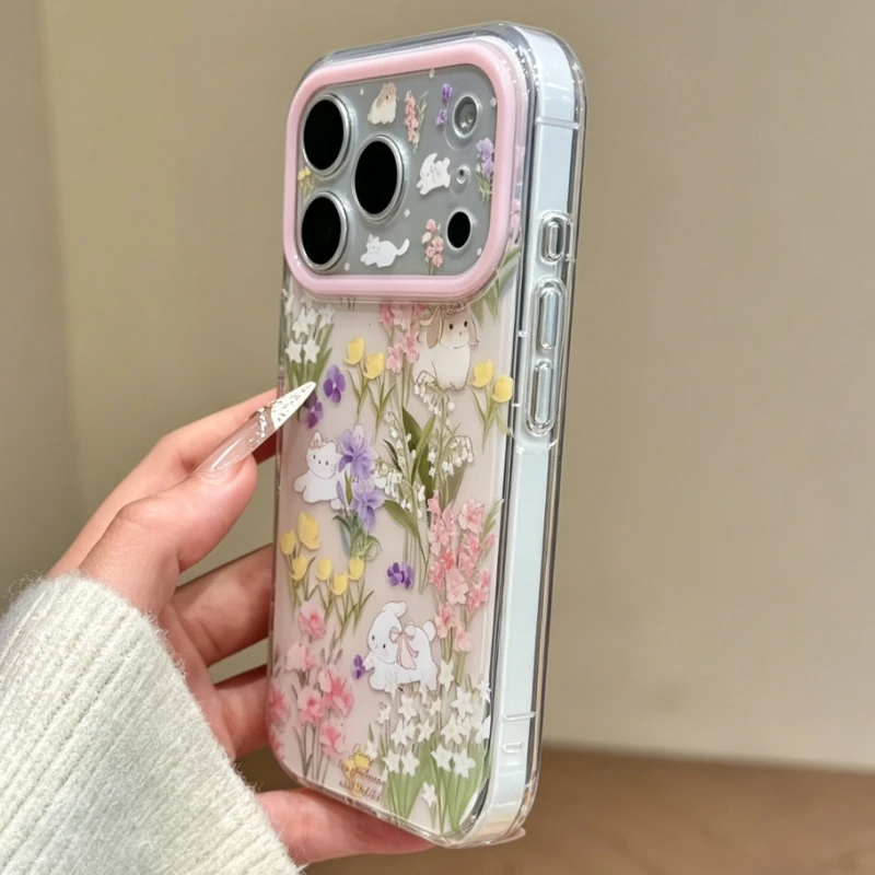 Милый чехол для телефона с цветочным узором и защитой от ударов для iPhone 17 Pro Max 16 15 Pro 14 13 12 11 Pro Max, стильная противоударная задняя крышка (art.: 3920da55e4c19) - 3920da55e4c19