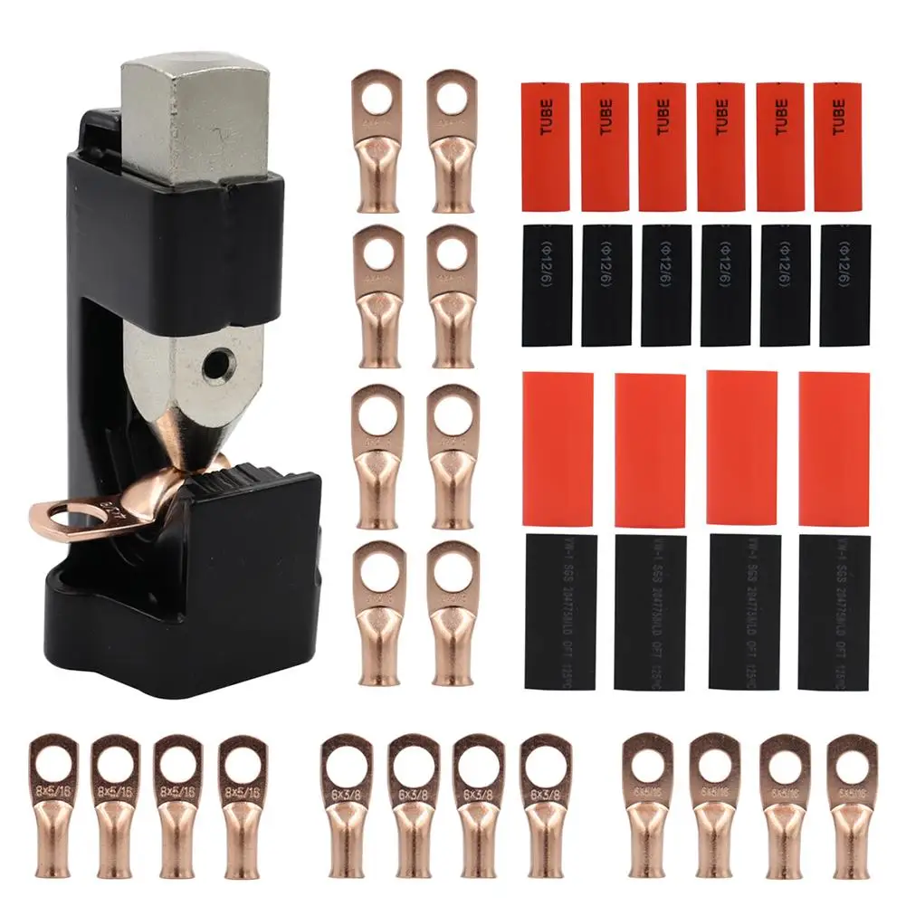 

Battery Cable Lug Crimping Tool Tightening Non-falling Manual Crimping Pliers With Terminals Heat Shrinkable Tube