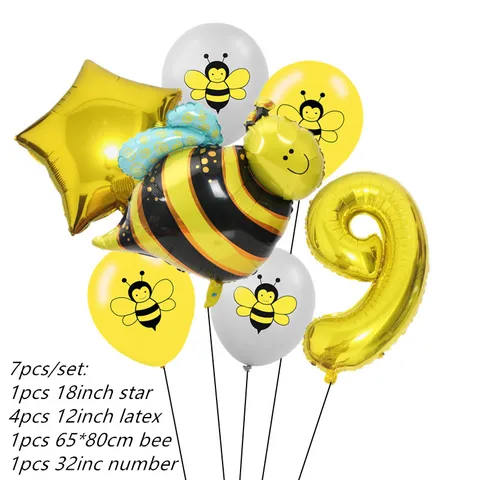 Мерная пчела, стандартная тарелка, чашка, коробка для конфет, баннер, торт, Топпер, шар для детей, 1-я пчела, украшения для дня рождения