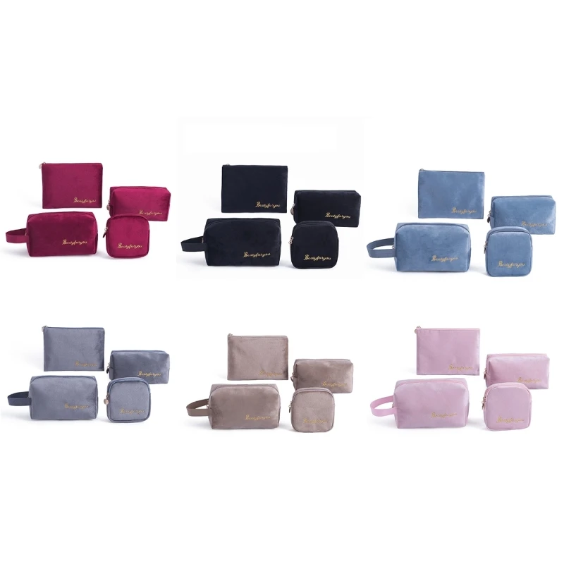 

4pcs Large Capacity Makeup Bag Warm Winter Travel Toiletry Cosmetic Bags